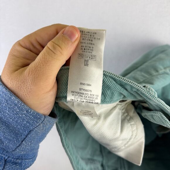 Patagonia Corduroy Pants Womens Size 28L Long Teal Green Blue Straight Leg - Picture 11 of 12